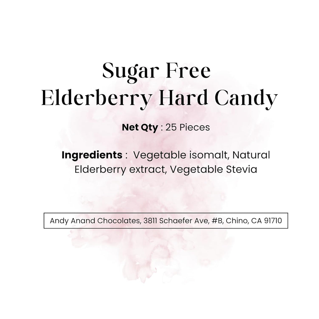 Andy Anand Sugar-Free Elderberry Hard Candy, 25 pc – European Imported, Keto & Diabetic-Friendly, Gluten-Free, Gourmet Snack Gift Box