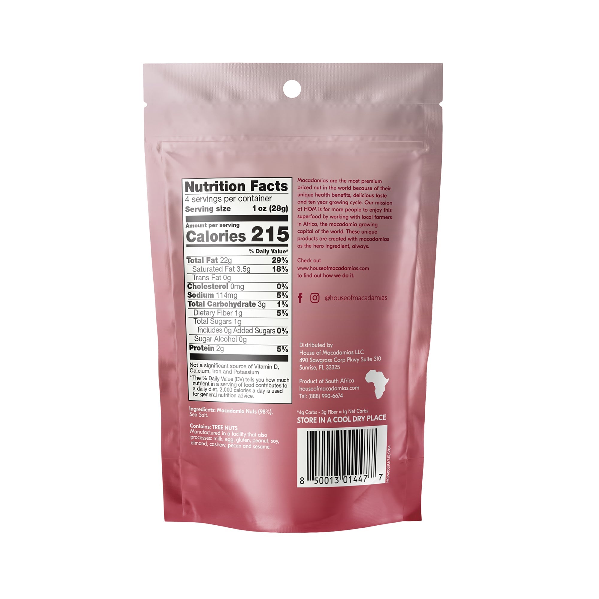 Dry Roasted Macadamia Nuts with Namibian Sea Salt (4oz x 6 Bags)