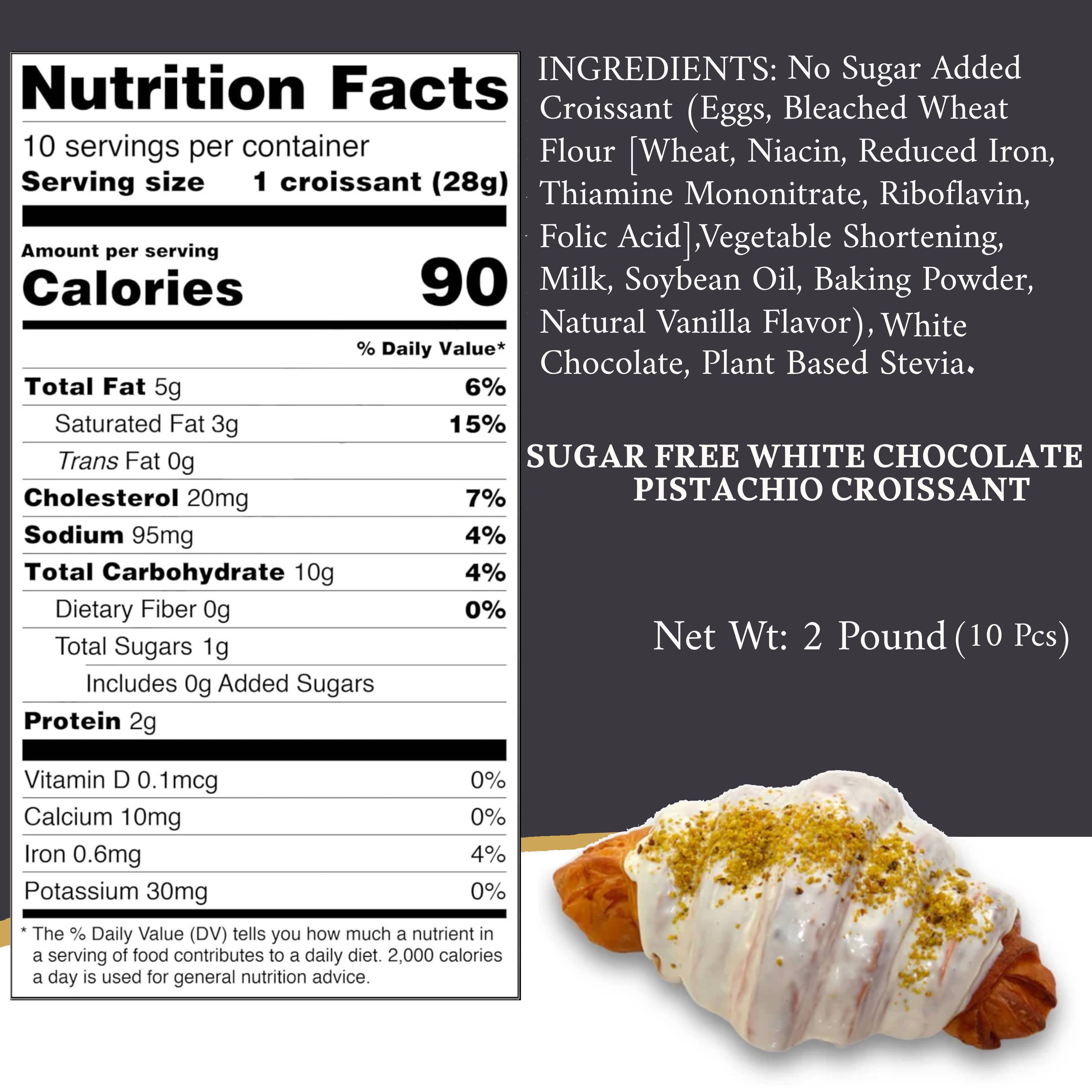 Andy Anand Sugar-Free White Chocolate Pistachio Croissant Cake, 10 pc, 2 lb – Keto & Diabetic-Friendly, Hand-Rolled Birthday Gift Box