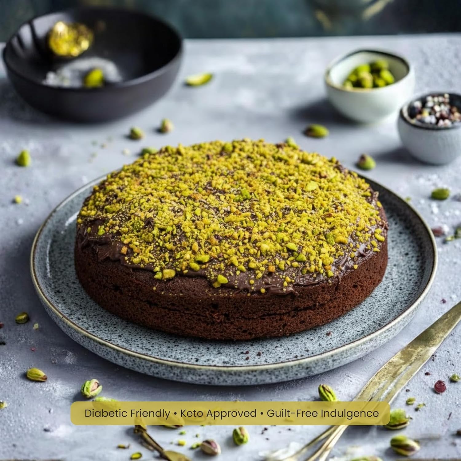 Andy Anand Sugar-Free Dubai Pistachio Chocolate Cake, 2.2 lb – Kataifi, Pistachio Cream, Keto & Diabetic-Friendly Viral Birthday Gift Box