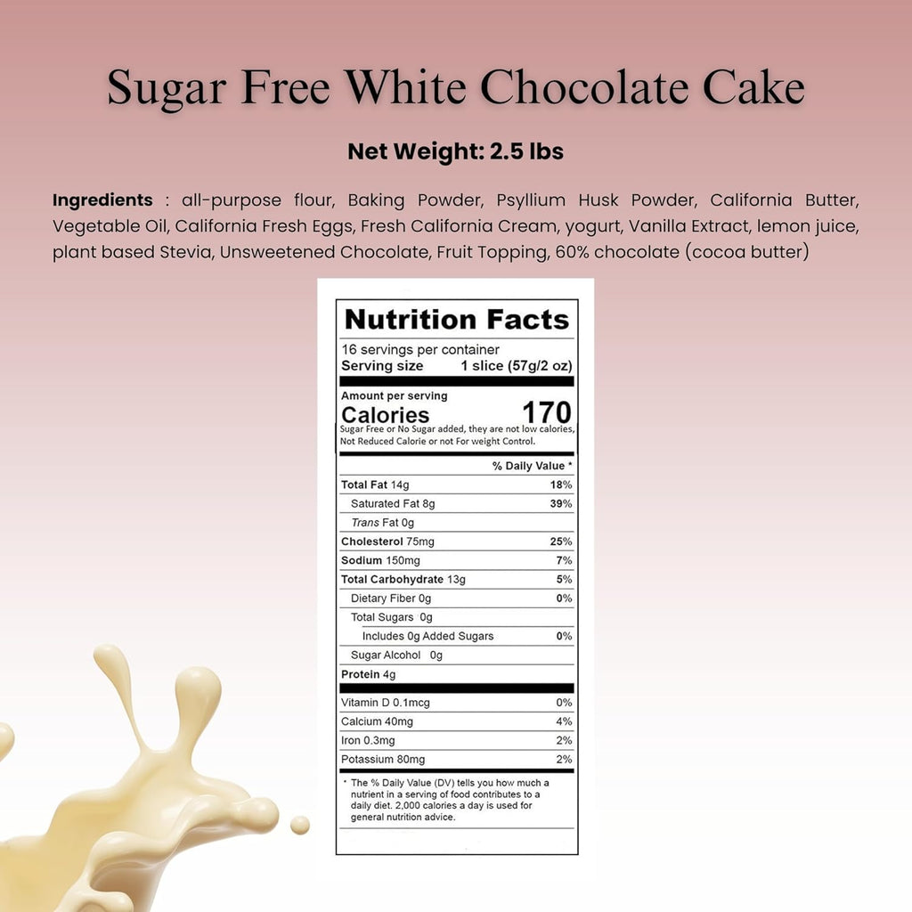 Andy Anand Sugar-Free White Chocolate Strawberry Cake, 2.5 lb – Keto & Diabetic-Friendly, Real Strawberries, Creamy White Chocolate Gift